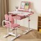 Children's Height Adjustable Desk and Chair Set with Ergonomic Backrest and Storage Drawer